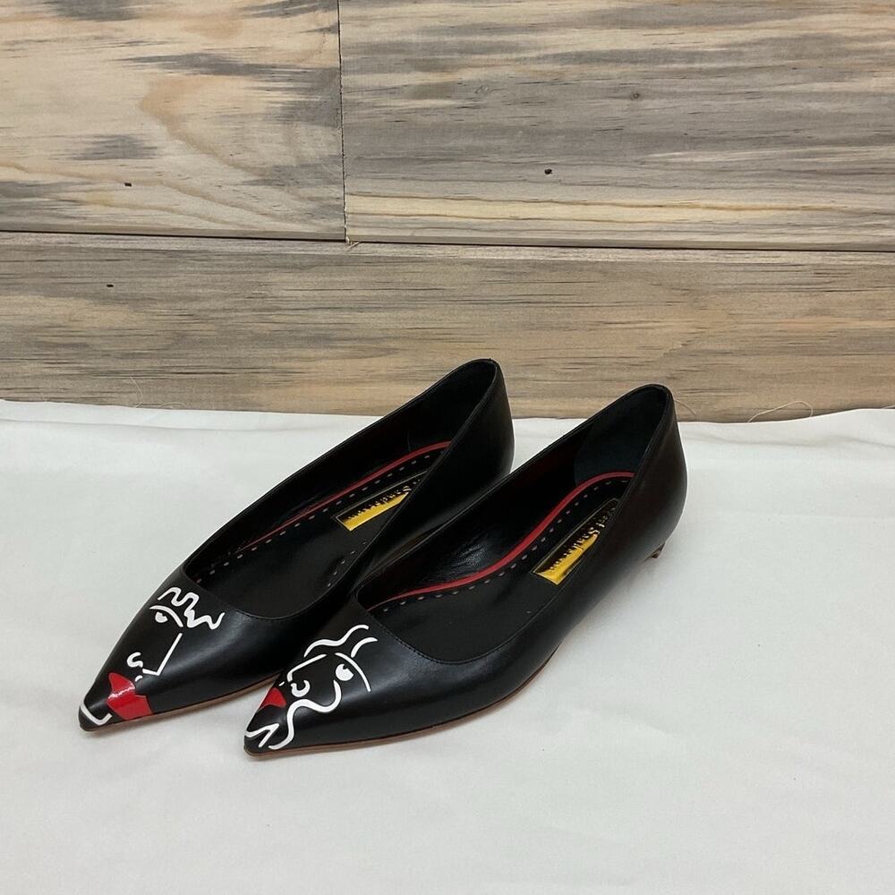 RUPERT SANDERSON Black Leather Flats Shoes Italy US 4 EU 35